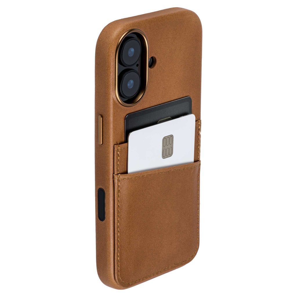 Genuine Leather Card Case for iPhone 17 - Light Brown - M2GL