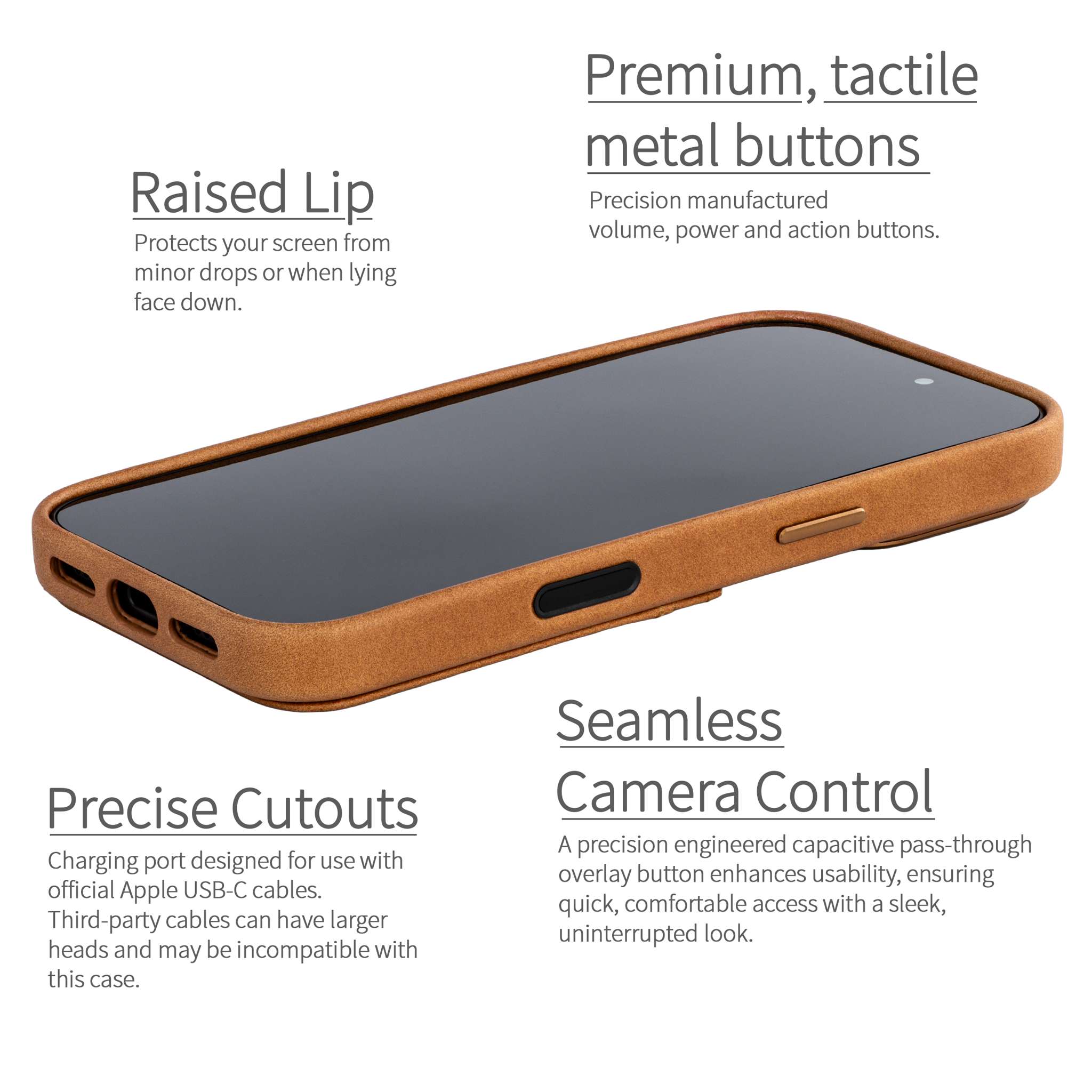 Genuine Leather Card Case for iPhone 17 - Light Brown - M2GL