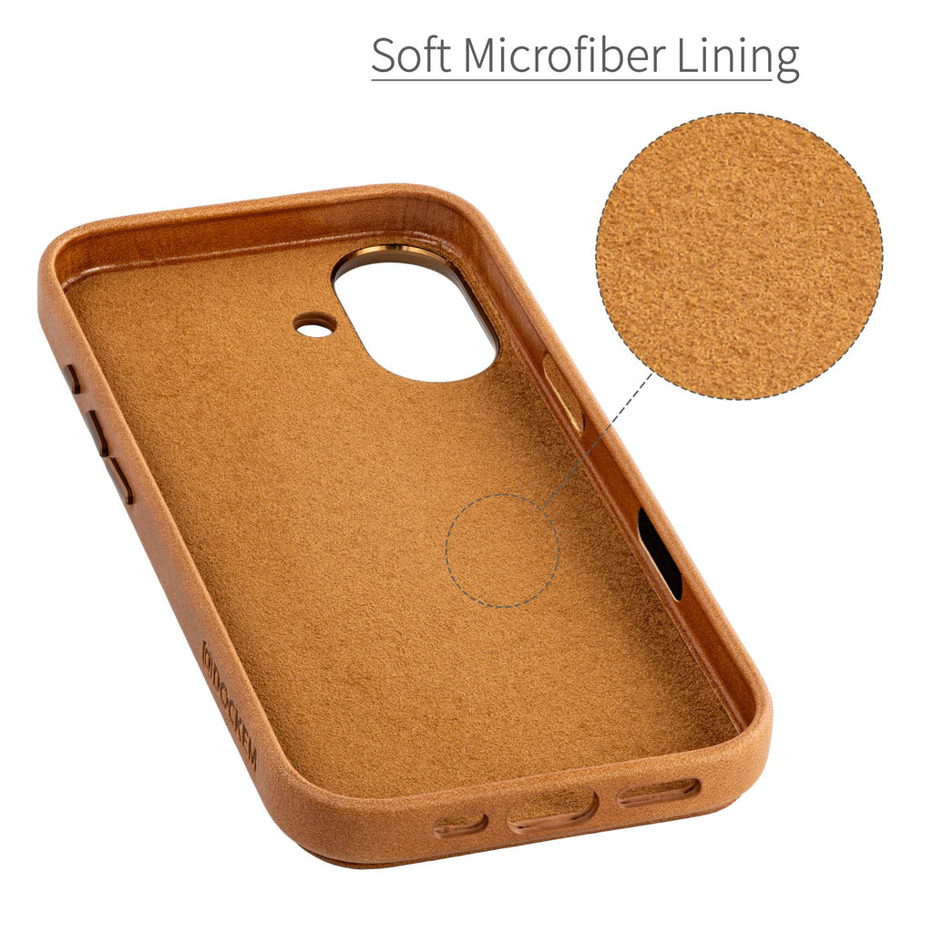 Genuine Leather Card Case for iPhone 17 - Light Brown - M2GL