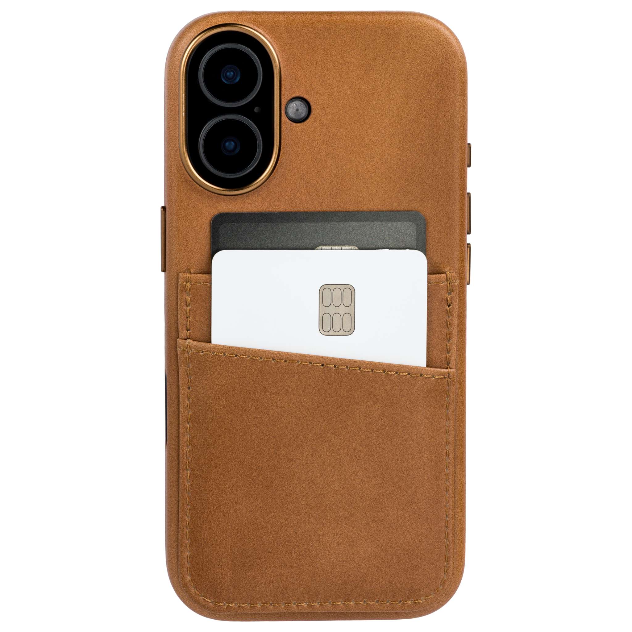Genuine Leather Card Case for iPhone 17 - Light Brown - M2GL