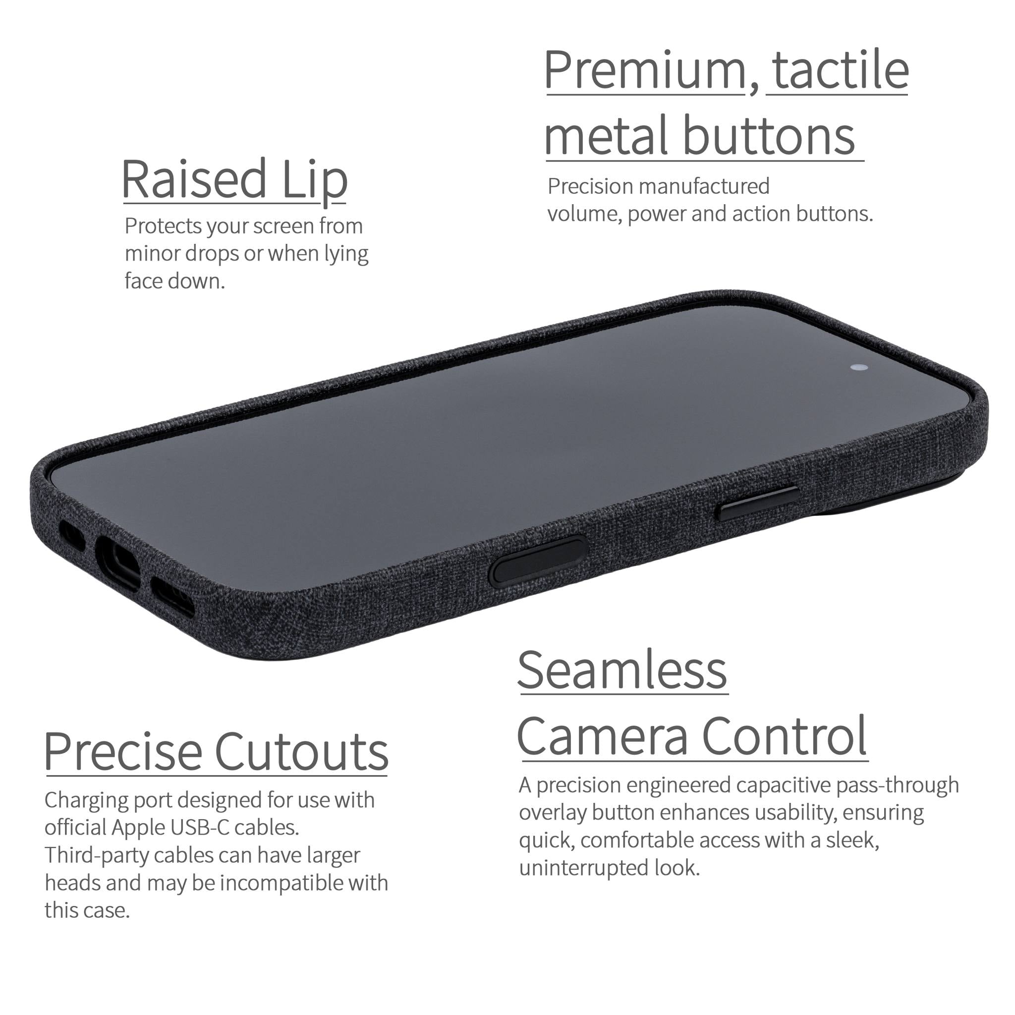 MSVL Slim Vegan Leather Case for iPhone 17 - Charcoal Black