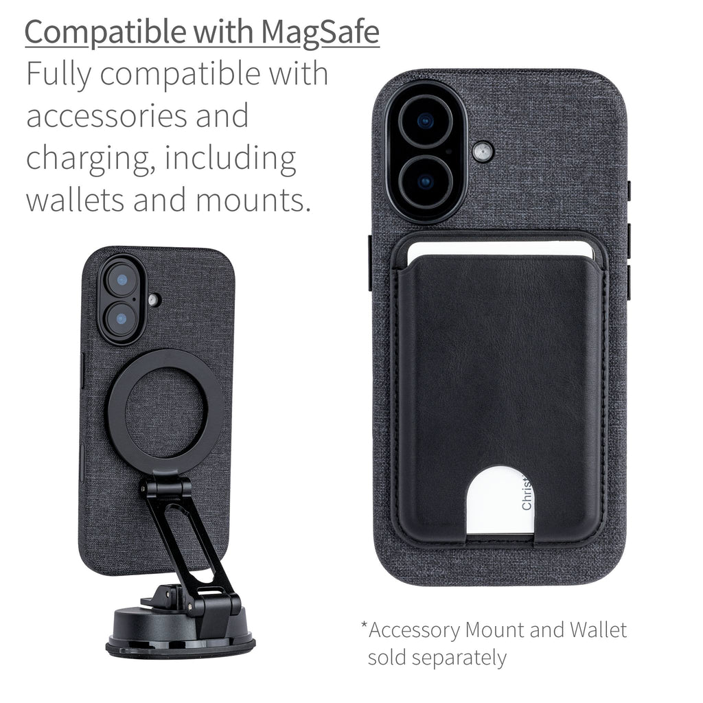 MSVL Slim Vegan Leather Case for iPhone 17 - Charcoal Black