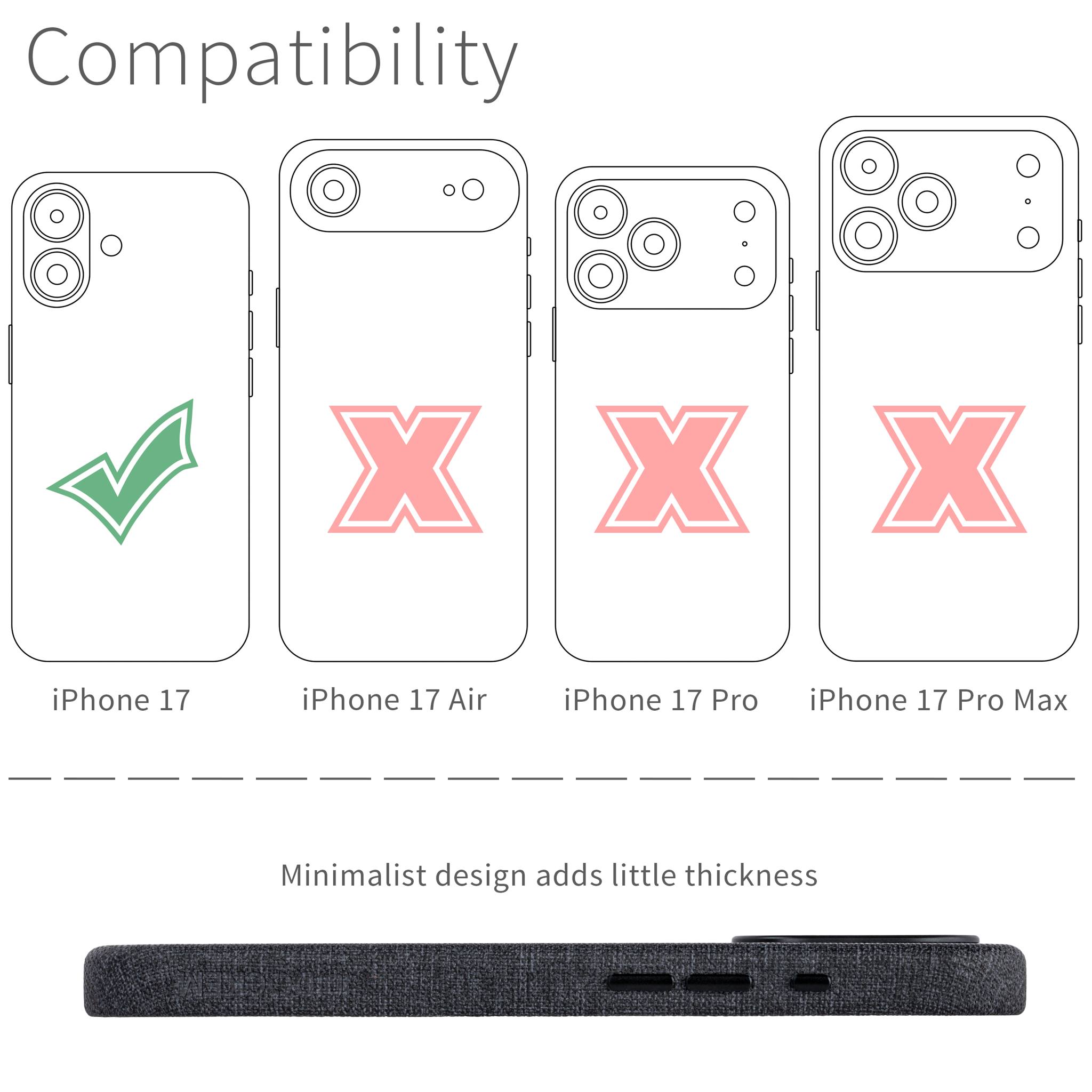 MSVL Slim Vegan Leather Case for iPhone 17 - Charcoal Black