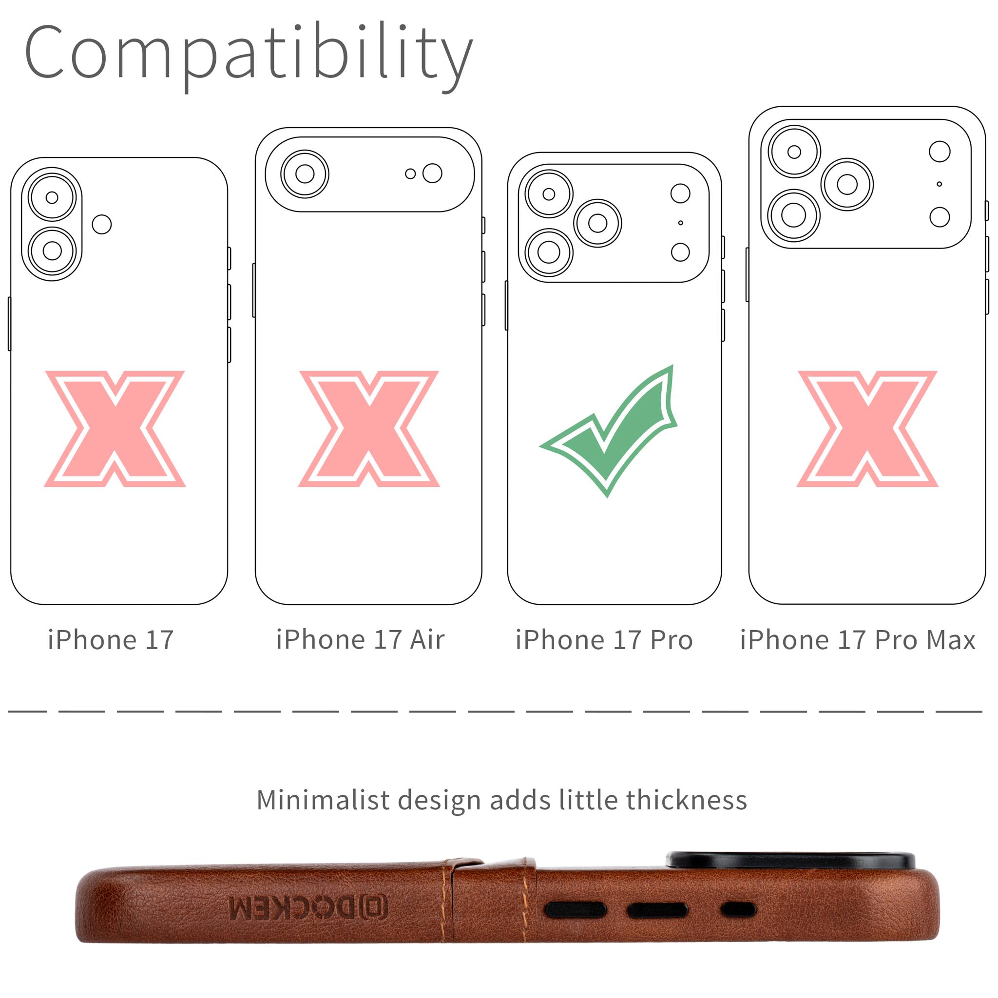 Slim Genuine Leather Case for iPhone 17 Pro - Brown - MSGL
