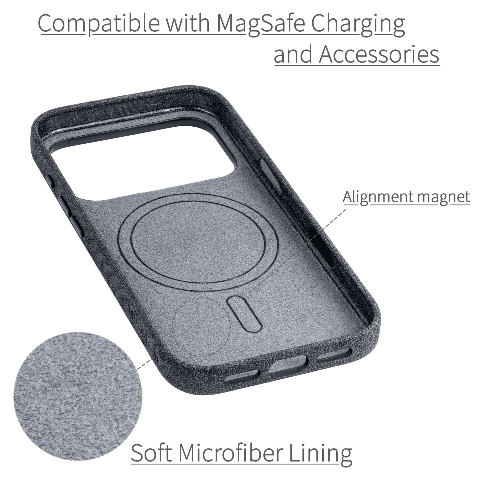 MSVL Slim Vegan Leather Case for iPhone 17 Pro - Charcoal Black