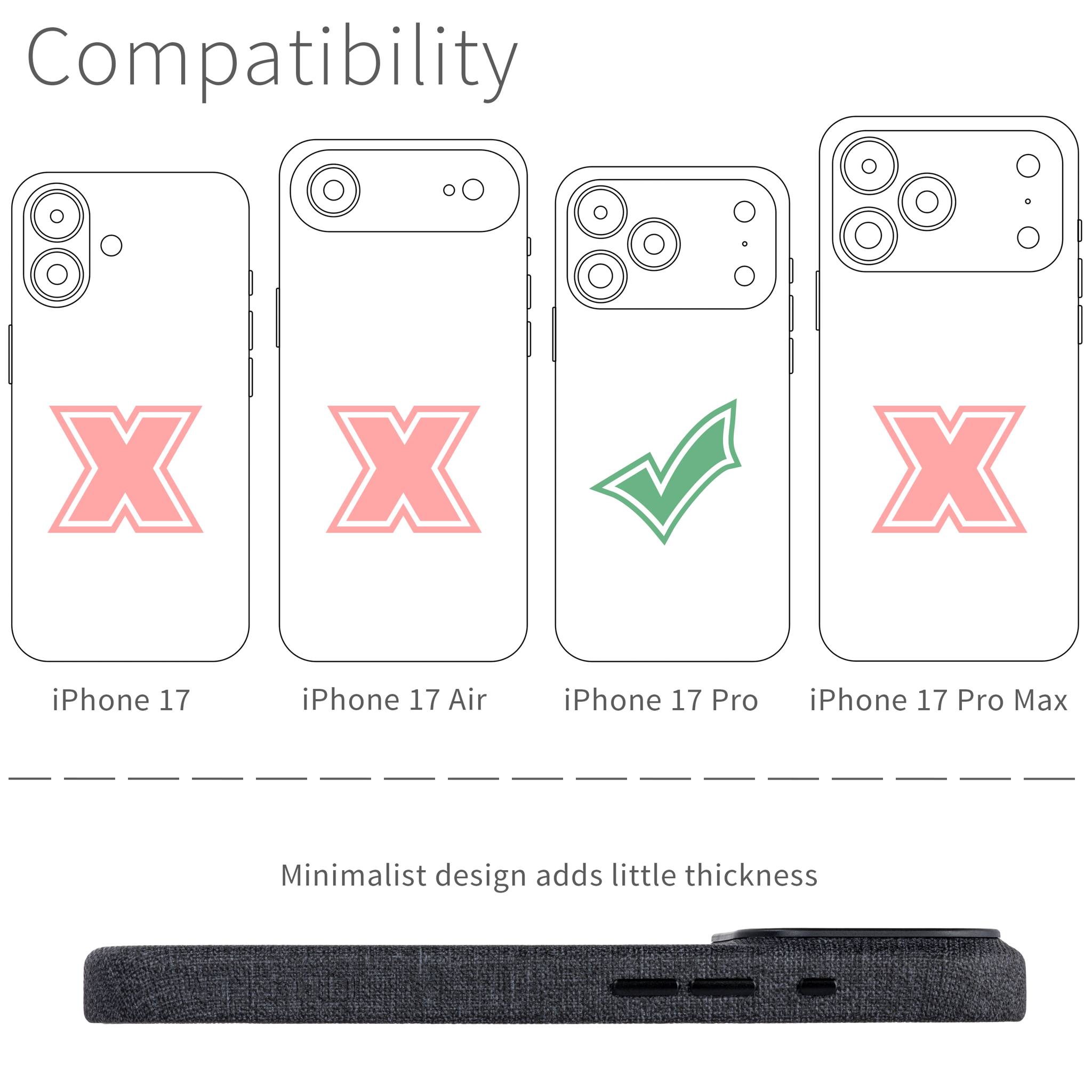 MSVL Slim Vegan Leather Case for iPhone 17 Pro - Charcoal Black