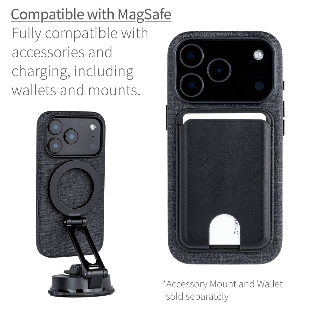 MSVL Slim Vegan Leather Case for iPhone 17 Pro - Charcoal Black