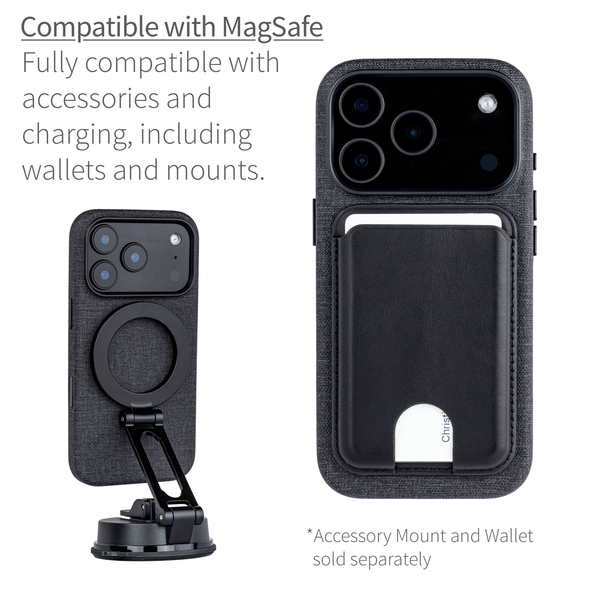MSVL Slim Vegan Leather Case for iPhone 17 Pro - Charcoal Black