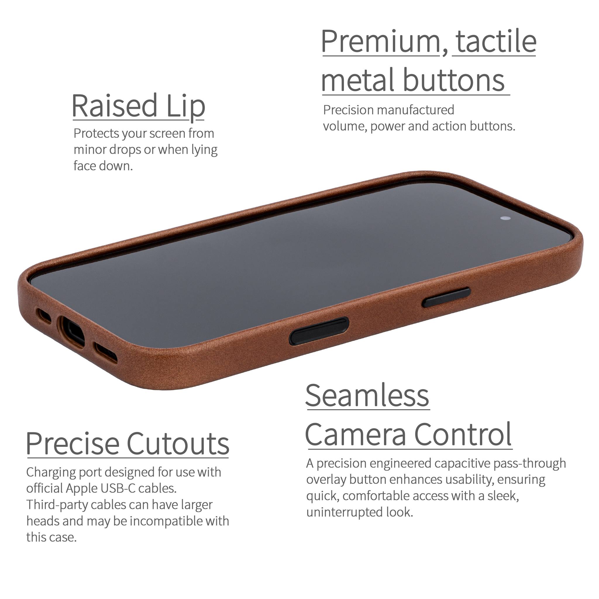 Slim Genuine Leather Case for iPhone 17 - Brown - MSGL