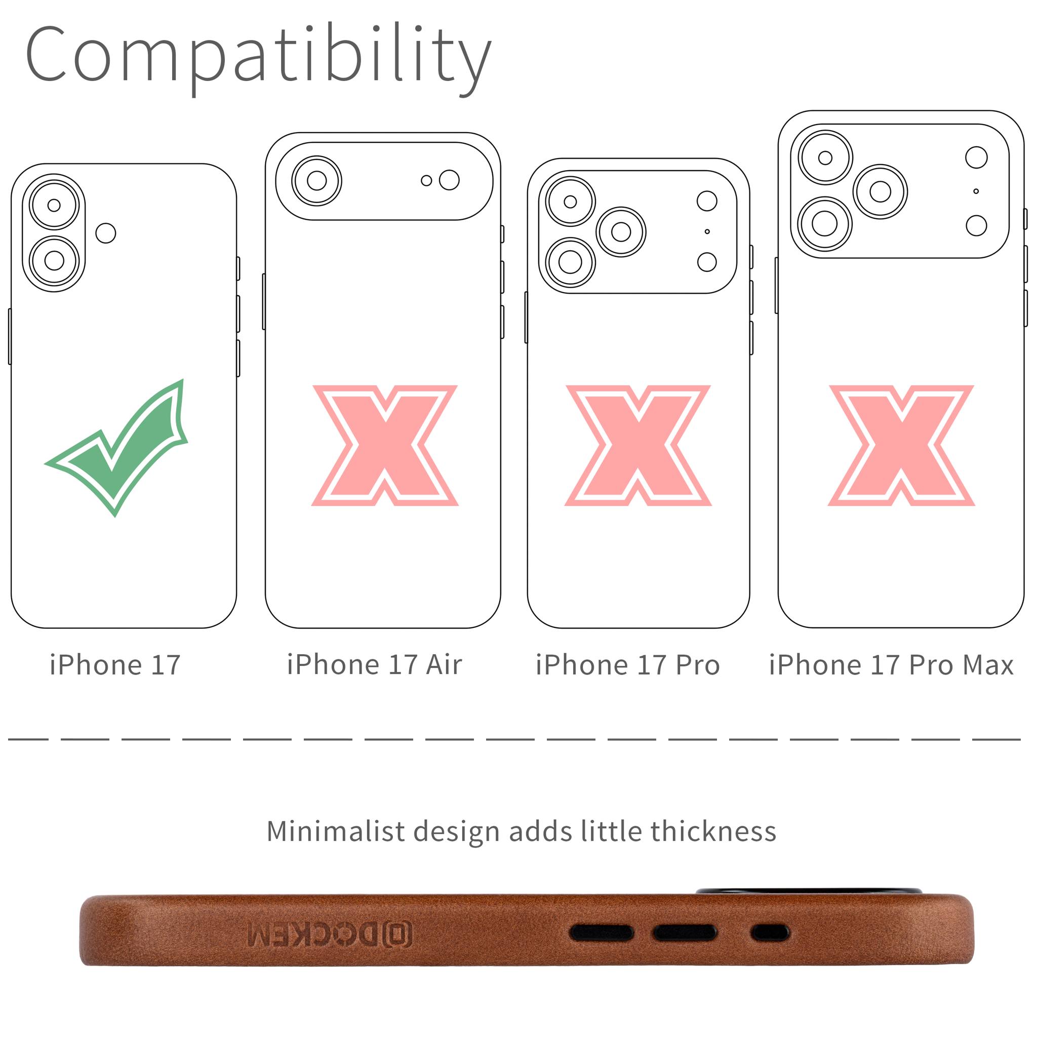 Slim Genuine Leather Case for iPhone 17 - Brown - MSGL