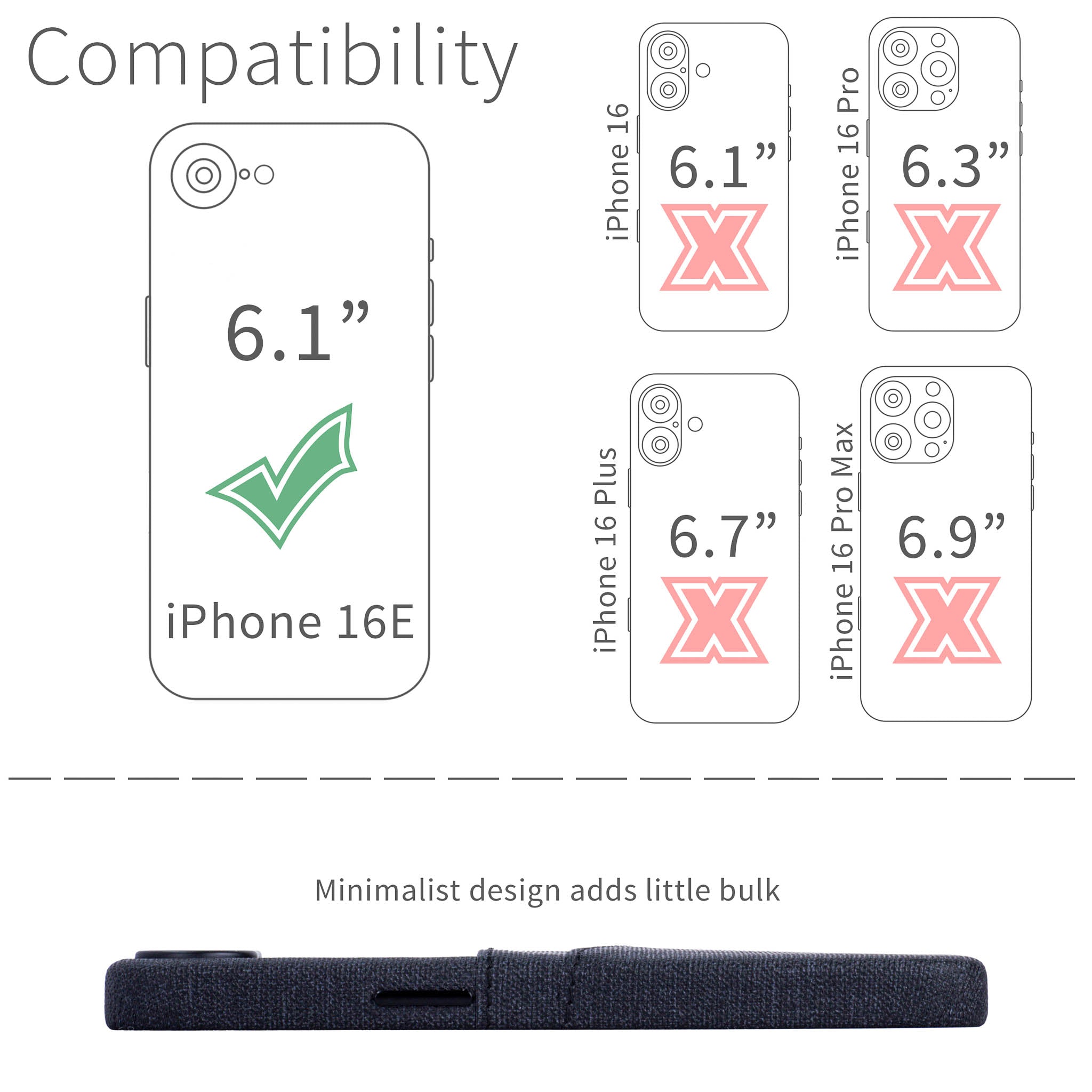 Luxe Card Case for iPhone 17e / 16e - Charcoal Black