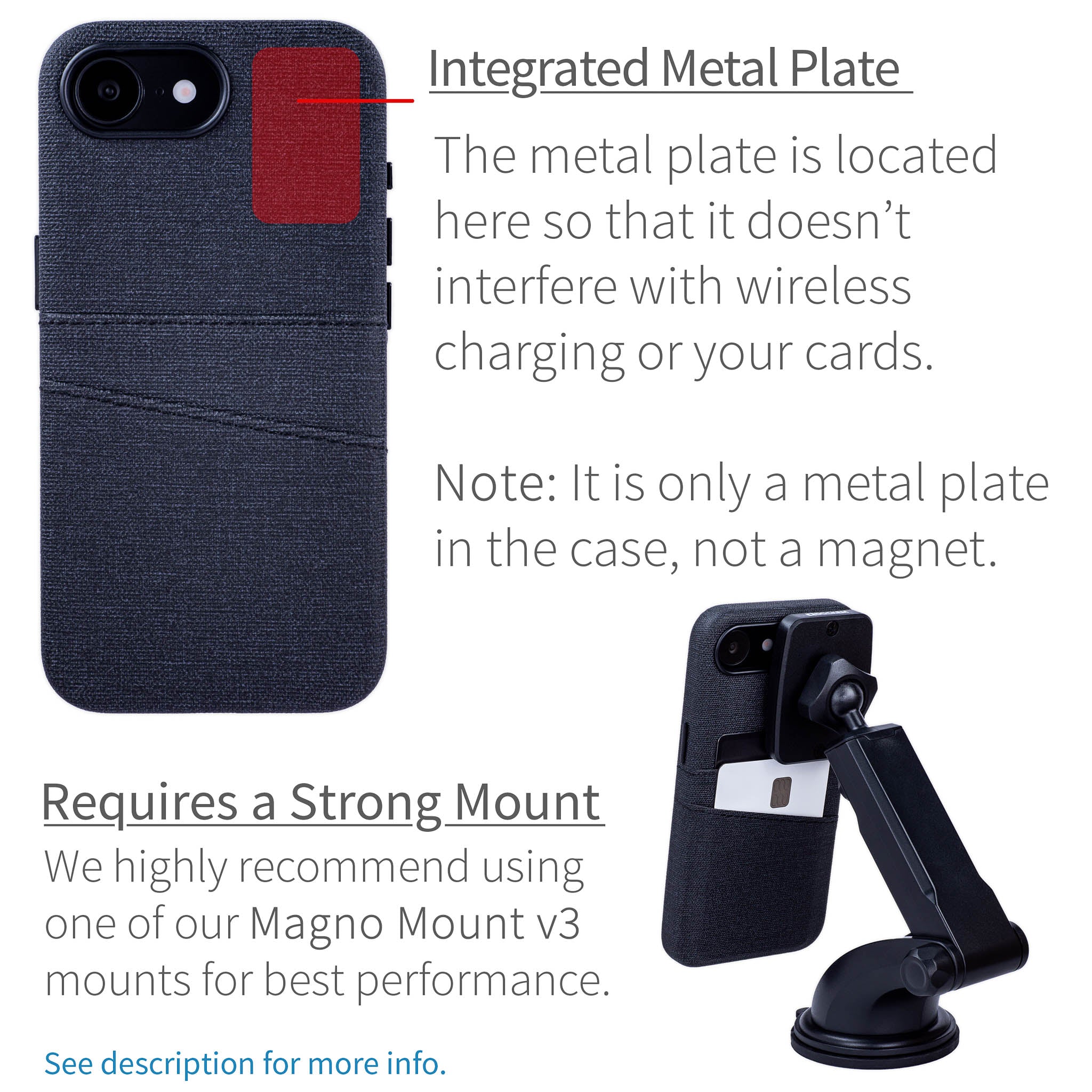 Luxe Card Case for iPhone 17e / 16e - Charcoal Black