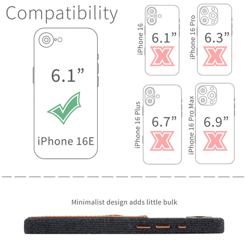 Fabric and Leather Card Case for iPhone 17e / 16e - M2F