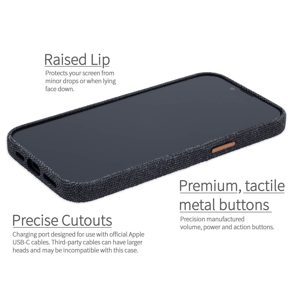 Fabric and Leather Card Case for iPhone 17e / 16e - M2F