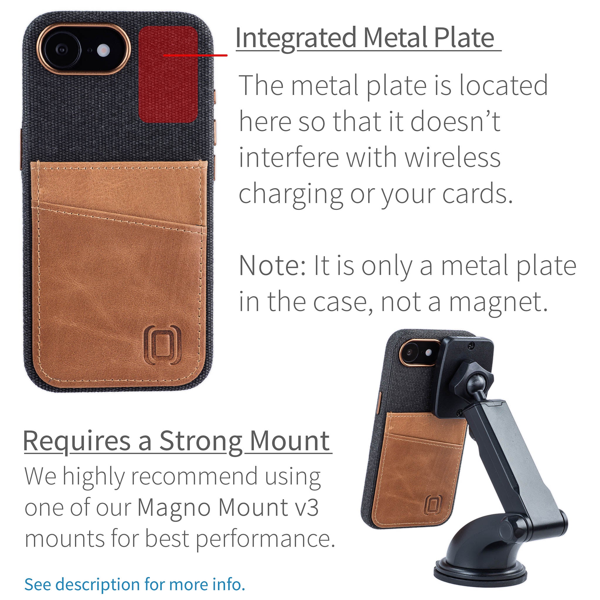 Fabric and Leather Card Case for iPhone 17e / 16e - M2F