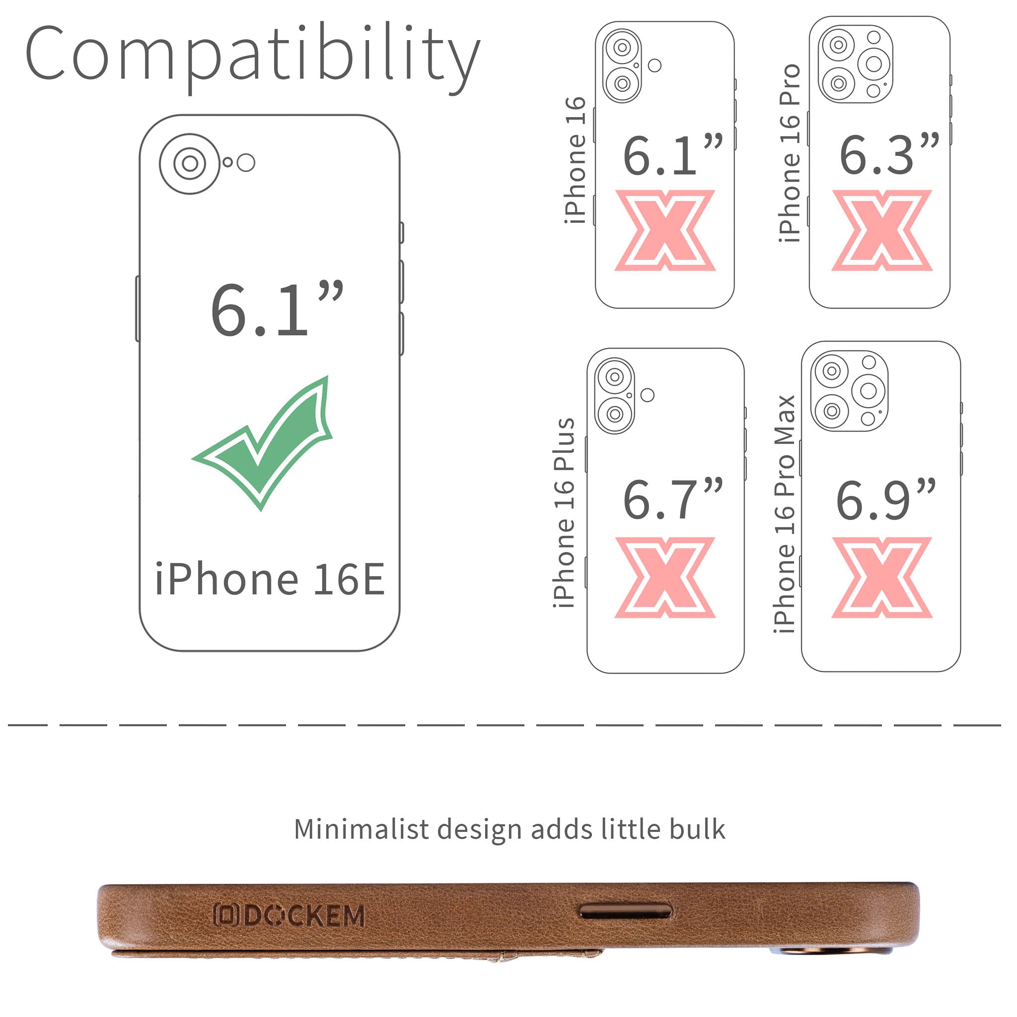 Genuine Leather Card Case for iPhone 17e / 16e - Light Brown - M2GL