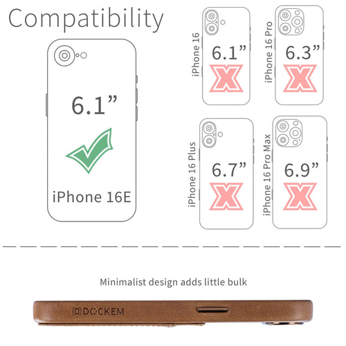 Genuine Leather Card Case for iPhone 17e / 16e - Light Brown - M2GL