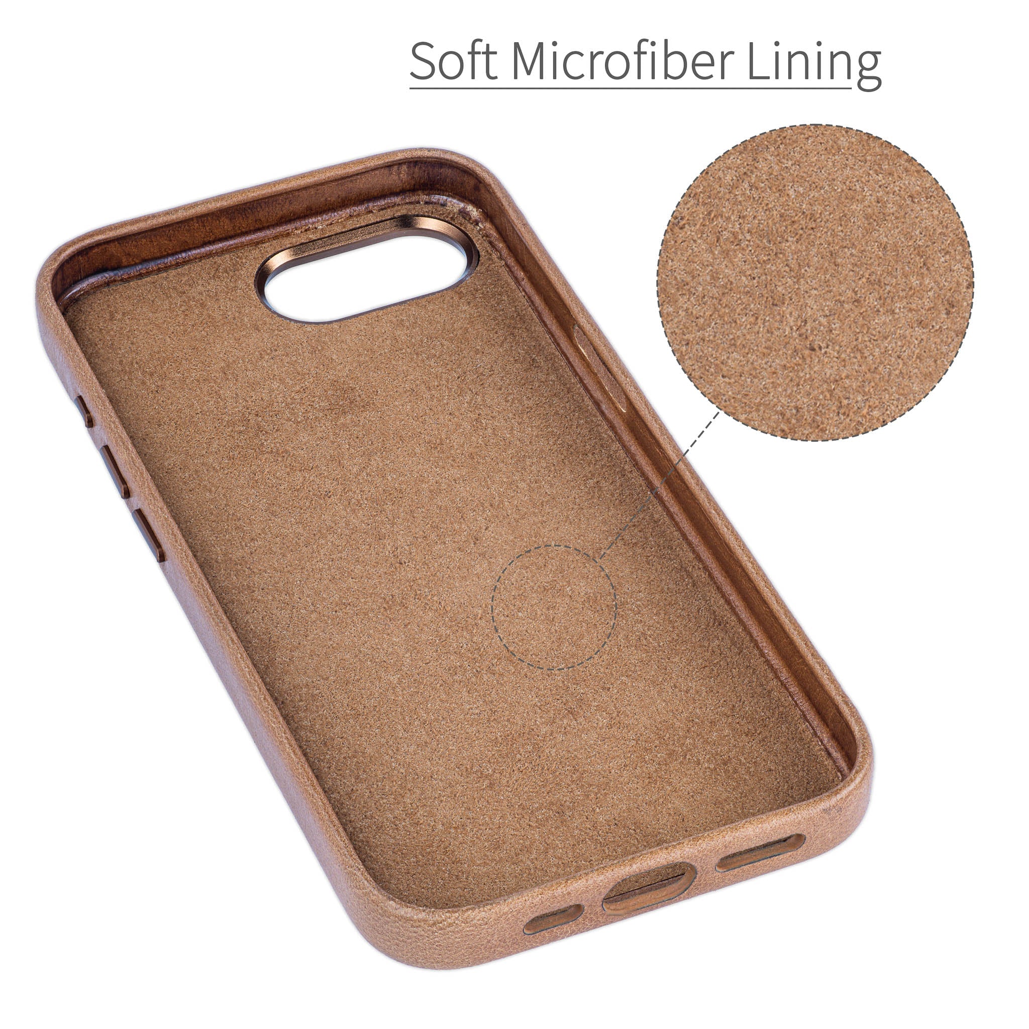 Genuine Leather Card Case for iPhone 17e / 16e - Light Brown - M2GL