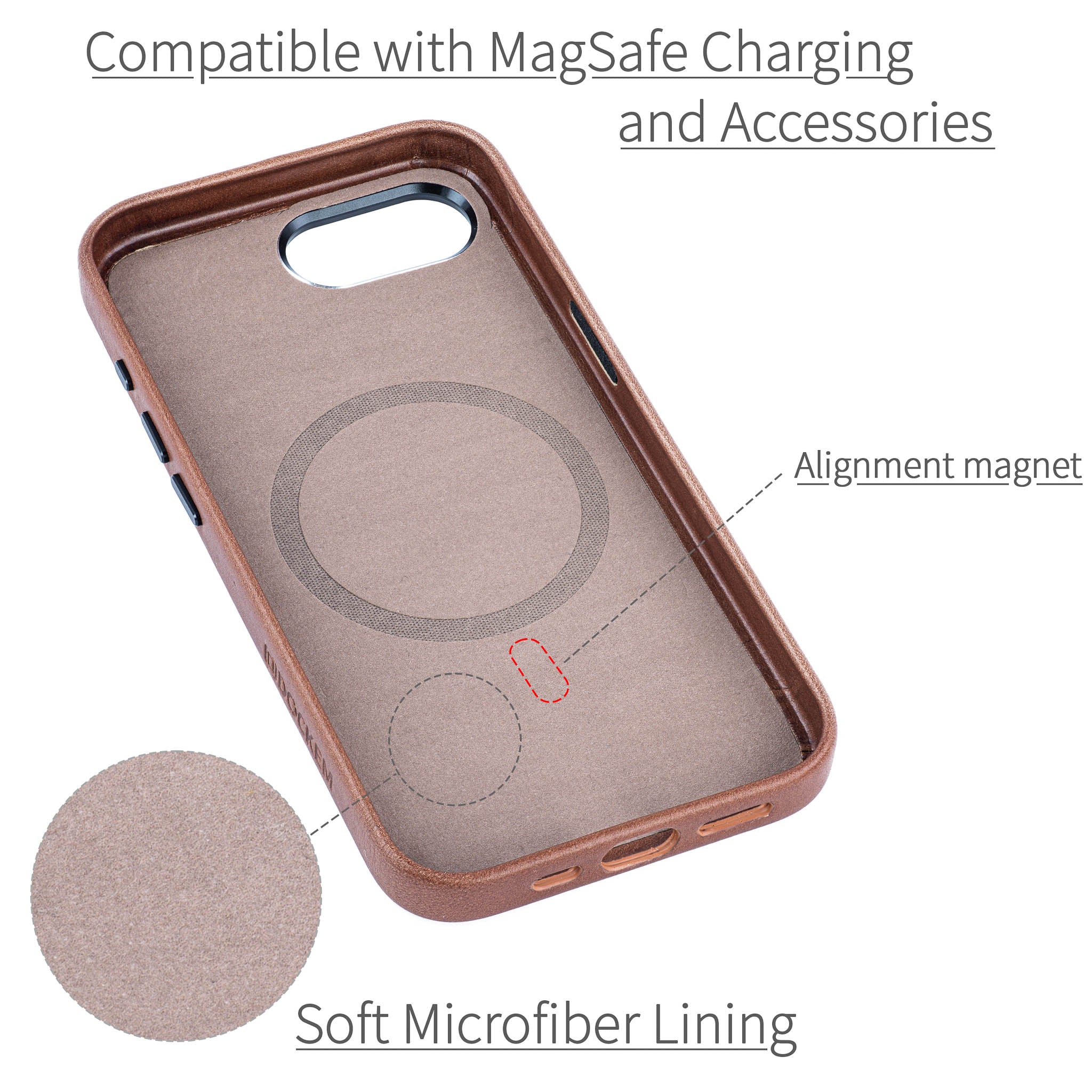Slim Genuine Leather Case for iPhone 17e / 16e - Brown - MSGL